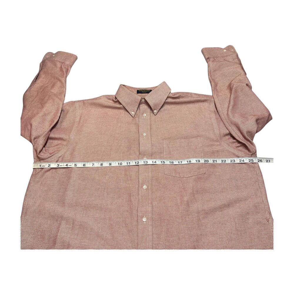 Arrow Dress Shirt Men's 17.5 Maroon White Chevron Cotton Pleated Formal Business - Picture 6 of 7